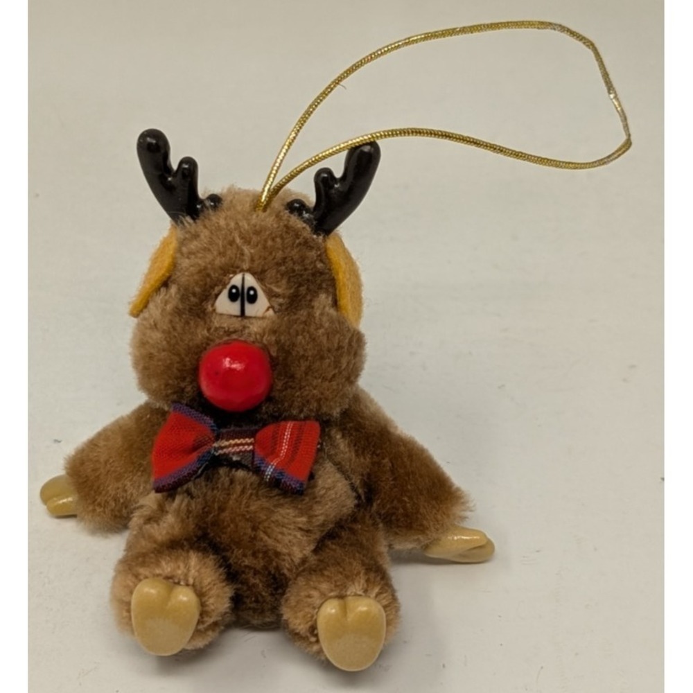 Vintage RUSS Reindeer with Articulating Arms Plush Figure 3" Ornament